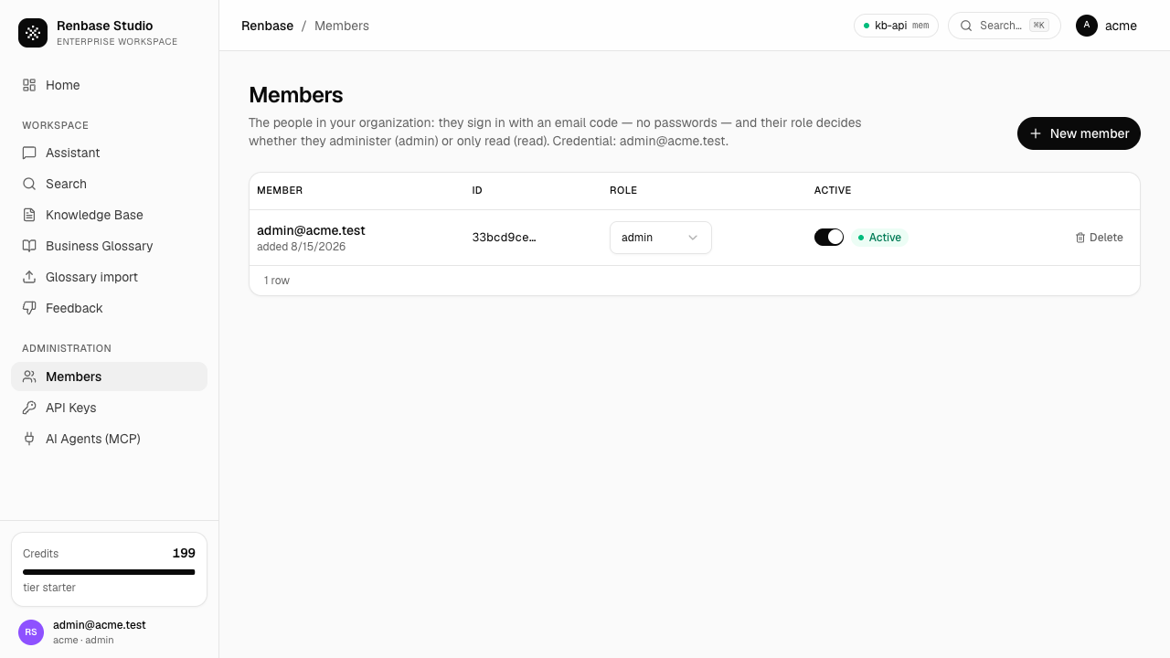 Members list with roles